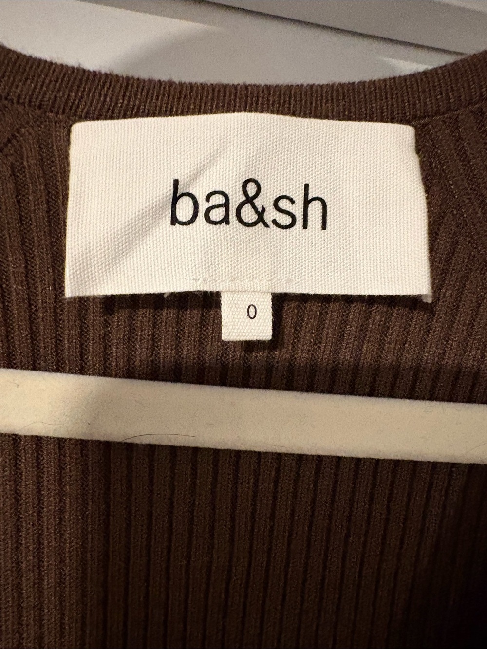 ba&sh Brown Ribbed Button-Front Long-Sleeve Midi Dress - Picture 3 of 6